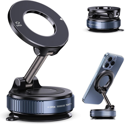 ADZOY Vacumm Suction Cup Extented Arm Phone Mount Magnetic Car Cell Phone Holder| 360 Rotation | Vacuum Lock Holder Multipurpose Use | Heavy Duty | Reusable Wall Holder for Kitchen, Bathroom, Desk