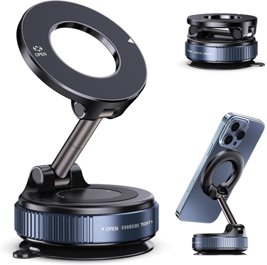 ADZOY Vacumm Suction Cup Extented Arm Phone Mount Magnetic Car Cell Phone Holder| 360 Rotation | Vacuum Lock Holder Multipurpose Use | Heavy Duty | Reusable Wall Holder for Kitchen, Bathroom, Desk