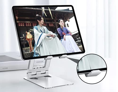 ADZOY Heavy Base Grade- A+ Aluminum Metal Desktop Compatible with iPad- Tablet-Mobile Stand with Hex/Allan Key for Tablets/Mobile/Tab Stand and e-Book Readers (Up to 13 inch) (White)