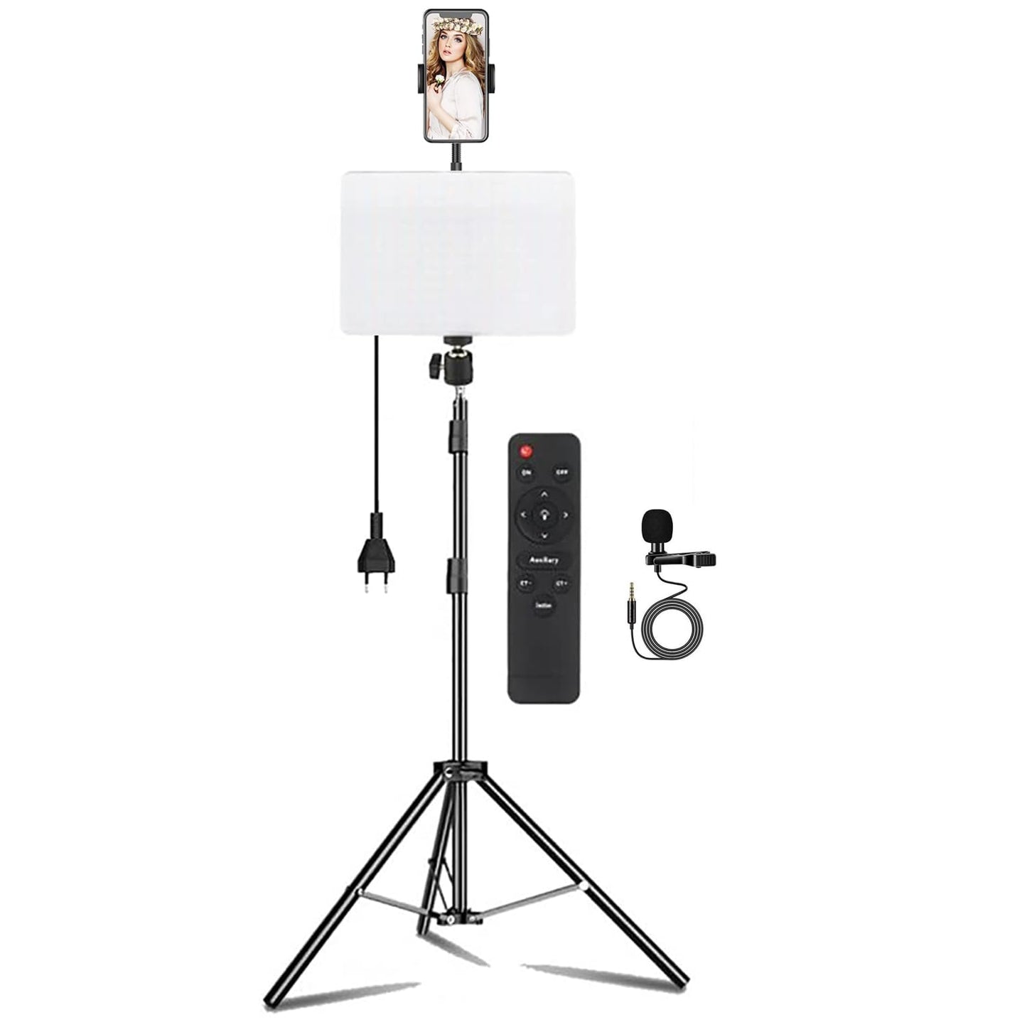 ADZOY 6 Modes 10" LED Soft Light Panel Kit | 7 Foot Metal Tripod Stand | Collar Mic for Studio Photography/Video Recording/Baking/Calligraphy | PL-26 | Remote Control | Continues Light