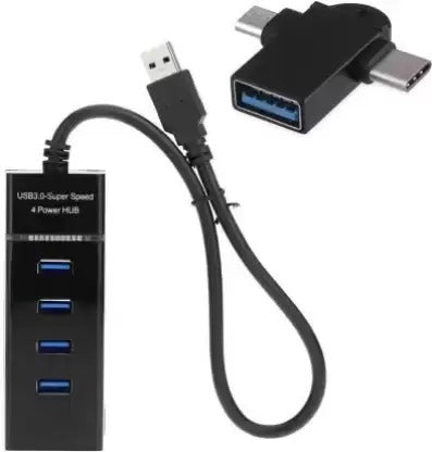 ADZOY ADZOY 4 Port 3.0 USB Gadget Accessory Combo for Laptop, Mobile, Computer ADZOY_057 USB Hub  (Black)