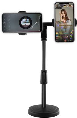 ADZOY Heavy Base Retractable Mobile Phone Stand for Onilne Classes Live Streaming Shoot Video YouTube Round Base (GAZ 2IN1)