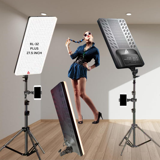 ADZOY RL-32 Plus LED Photography Light Base Stand with Adjustable Tripod & Mobile Clamp Bracket – Eye Protection Soft Light Heat Resistant Waffle Design for Studio & Content Creators & Influencers Kit