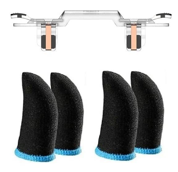ADZOY Rock Mobile Game Controller Trigger Aim Button [1PAIR] & [2PAIR] Finger Sleeve Joystick (Clear, for Mac OS, PC)