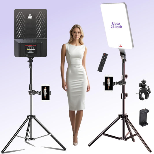 ADZOY Professional Super Bright LED Bi-Colors Panel Light (35cm x 60 cm) Upto 28 Inch with Touch Key Controls and Premium 7 Feet Adjustable Metal Tripod with Remote