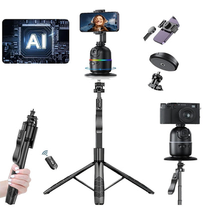 ADZOY L16 61" Tall Selfie Stick Aluminum Tripod Stand with Remote & P03 Auto Face Tracking Mobile Phone Holder, Compatible with iPhone/Android/GoPro (L16+P03 Auto Face Tracking Mobile Phone Holder)