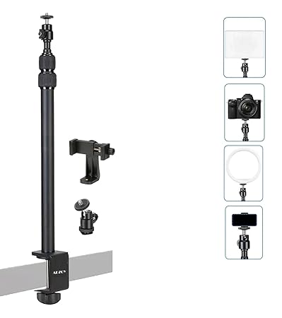 ADZOY  MT49 Projector Desk Mount Stand Table Stand Table Tripod 360°Swivel Ball Head for Mini Smartphone,Projector,Camera, Webcam, Camera, Ring Light, Streaming, Photo Video Shooting