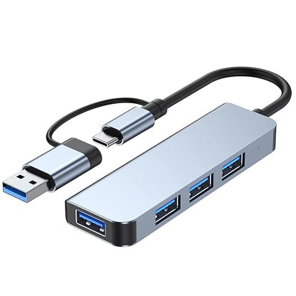 ADZOY Type C to USB Hub 4-in-1 Docking Station USB3.0 5gbps and 3 USB2.0 4 Ports Ultra Slim USB Splitter Plug and Play Compatible with MacBook Pro/Air Surface Pro PS4 XPS PC Flash Drive