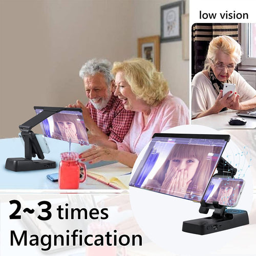 ADZOY  F19 12'' Screen Magnifier for Cell Phone with Bluetooth Speaker, Foldable Phone Stand Holder, Compatible with All Smartphones