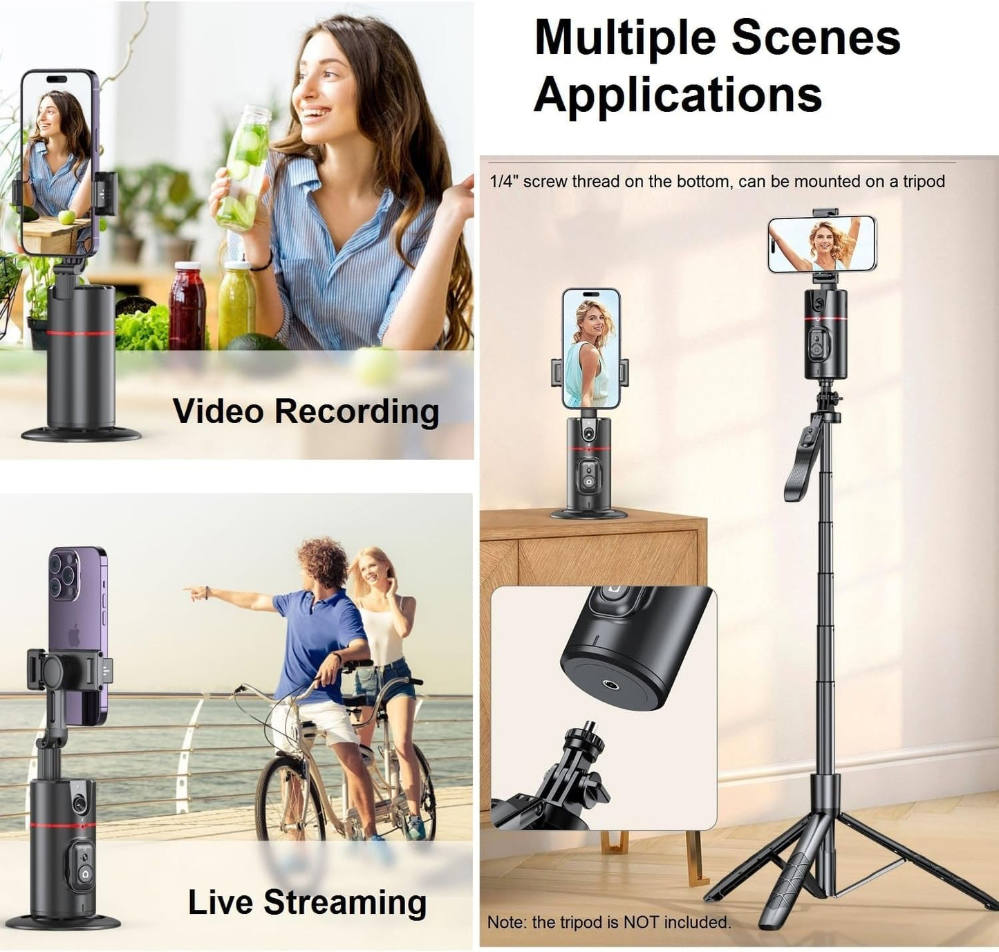 ADZOY Premium Combo of P02 Auto face Tracking Desktop Gimbal and ADL-L16 Selfie Stick Phone Tripod with Remote | 60" Extendable Stand for iPhone Android Camera 360° Rotation Phone Holder Stabilizer