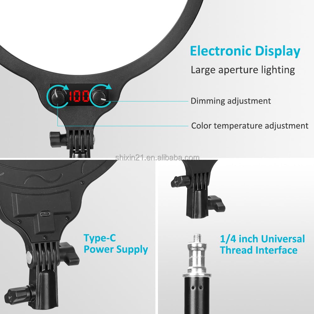 ADZOY 2024 NEEPHO PL-26CM Led Round Panel Light Video Light Led Ring Light with Jmary MT49 Stand Tabletop C Clamp Desk Mount Table Stand