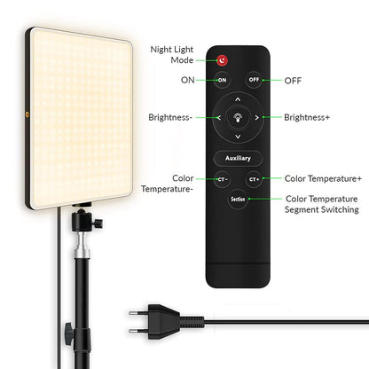 ADZOY Professional Combo of 10" LED Panel Light with Remote and 210 CM (6.9 Feet) Metal Tripod & Collar Mic for Cell Phone, Baking, Craft, Calligraphy, Drawing, Online Lesson, Video Recording