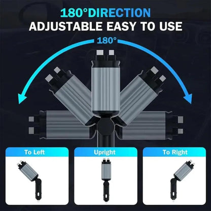 ADZOY Retractable Type C +iOS Car Mobile Charger with Roof Starry Projection | Car Accessories | 4 in 1 | Fast Charging & Ambient LED Light – Universal for All Phones | Starry Sky Light