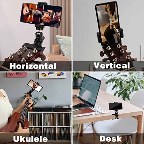 ADZOY Guitar Bass Head Phone Holder Live Broadcast Bracket Clip For Iphone Samsung Smart Phones (Guitar Head Phone Holder)Black