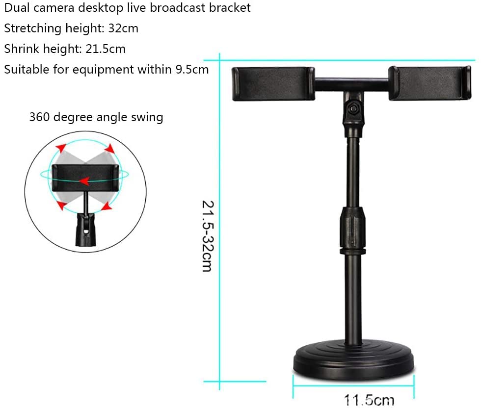 ADZOY Heavy Base Retractable Mobile Phone Stand for Onilne Classes Live Streaming Shoot Video YouTube Round Base (GAZ 2IN1)