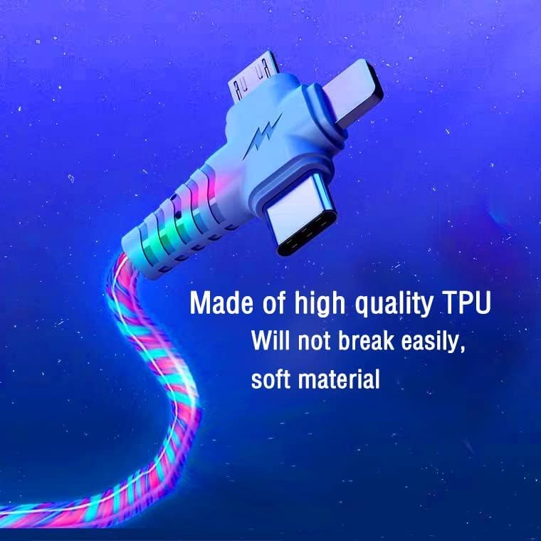 ADZOY 3 in 1 Charging Cable Fast Charging,Light Up LED Multi Phone Charger Android USB C Cable 3FT Micro USB Cable Type C Party Themed Holiday Decorations Kids Boys Girls Gifts