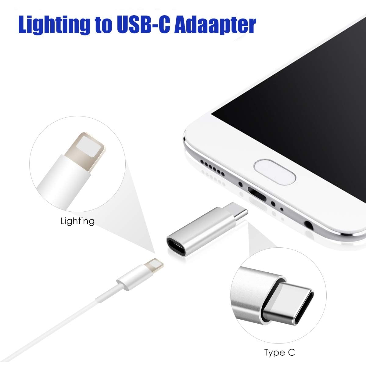 ADZOY 2023 USB C to Lightning Charger Cable 10ft Apple MFI Certified Type C Power Delivery PD Fast Charging Cord with (1PC) USB-C Adapter iOS Lighting (Female) to USB Type C (Male) USB Adapter