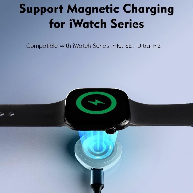 ADZOY 4 in 1 Portable Smart Watch Magnetic Wireless Charger for iwatch and Earpods