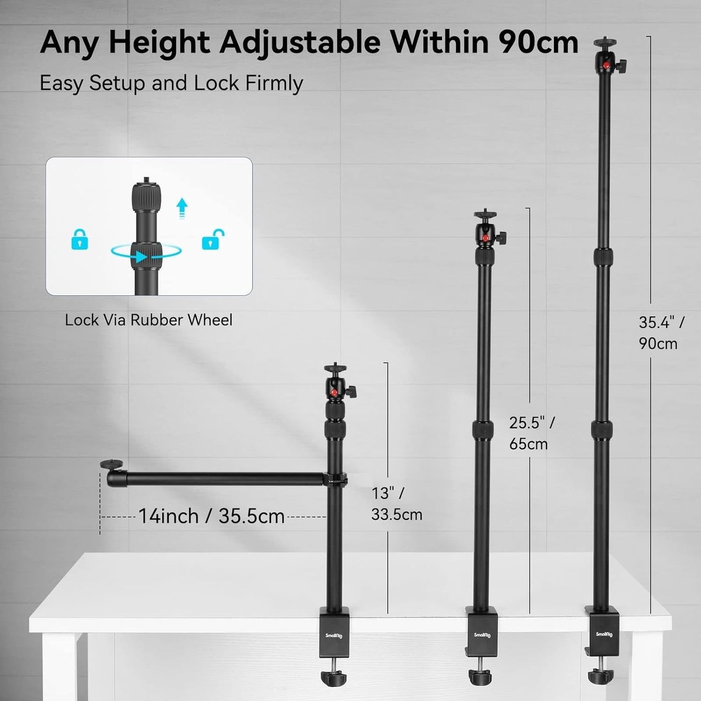 ADZOY MT 21 Arm Extension Tripod Extension with MT49 Light Stand Tabletop C Clamp Desk Mount Table Stand with NEEPHO NP-26 Round PANAL Light for Photography with Ball Head,Microphone