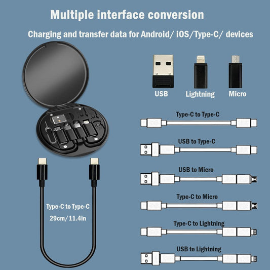 ADZOY 60W Usb Adapter Cable Conversion Storage Box,Multi-Type Charging Convertor Usb C To Lightning Type C Micro Data Transfer Tool Contains Card Slot Tray Eject Pin,Use As Phone Holder(Multi)-Plastic