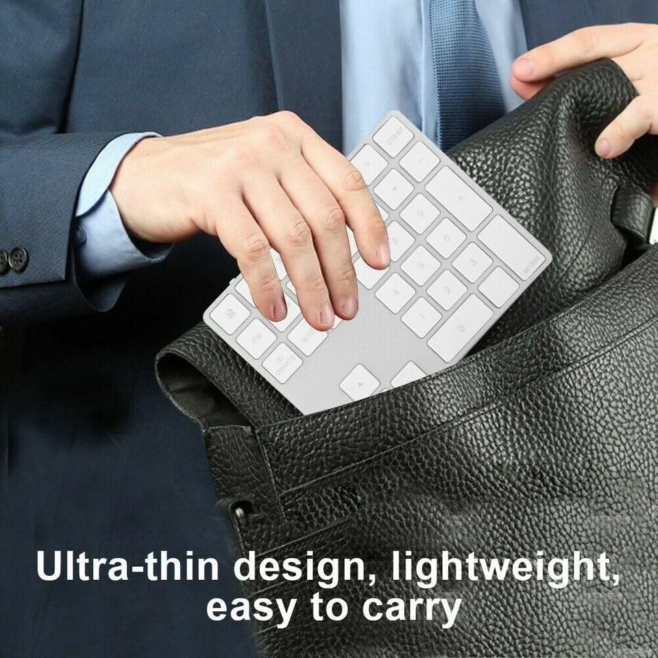 ADZOY Bluetooth and 2.4G Wireless Number Pad, Rechargeable Wireless Numeric Keypad Slim 35-Keys External Numpad Keyboard Data Entry Android/Win/MAC/iOS