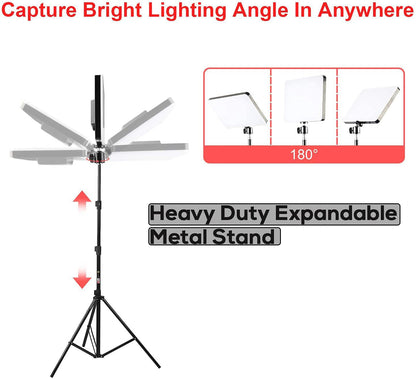 ADZOY 2-Pack Professional Combo of 10 Inch USB Powered LED Panel Light with 7 Feet Adjustable Metal Tripod, Super Clamp and Collar Lapel Microphone