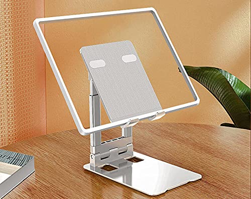 ADZOY Heavy Base Grade- A+ Aluminum Metal Desktop Compatible with iPad- Tablet-Mobile Stand with Hex/Allan Key for Tablets/Mobile/Tab Stand and e-Book Readers (Up to 13 inch) (White)