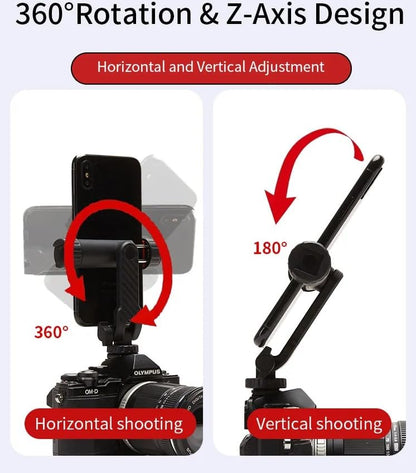 ADZOY BH-05 Mobile Phone Holder, Tripod, Smartphone Holder, Tripod Mount, iPhone Tripod,Camera Tripod, 360 Degree Rotation, Smartphone Stand, Cold Shoe Included, Smartphone Tripod Mount