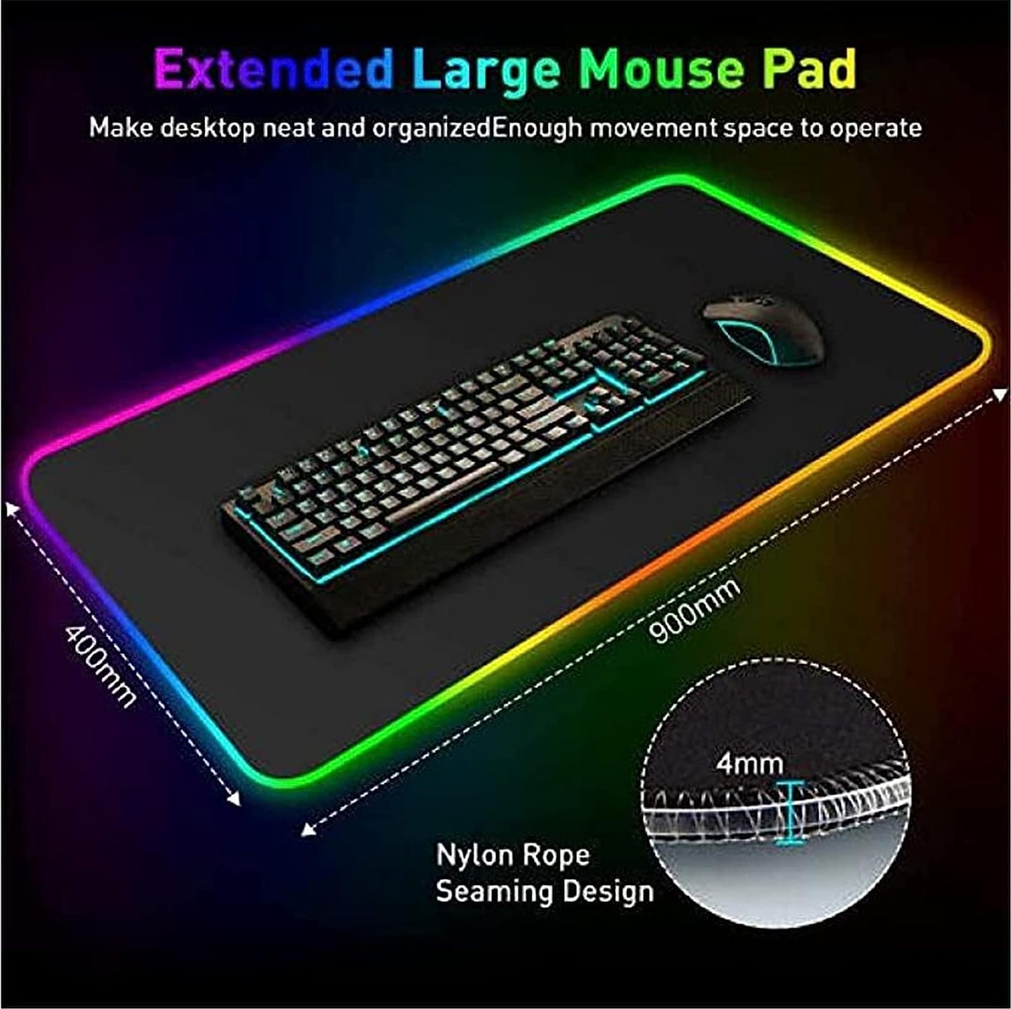 ADZOY Mechanical Gaming Keyboard N RGB Mouse Pad [900x400] & Wired Gaming Mouse Combo Set (Black)