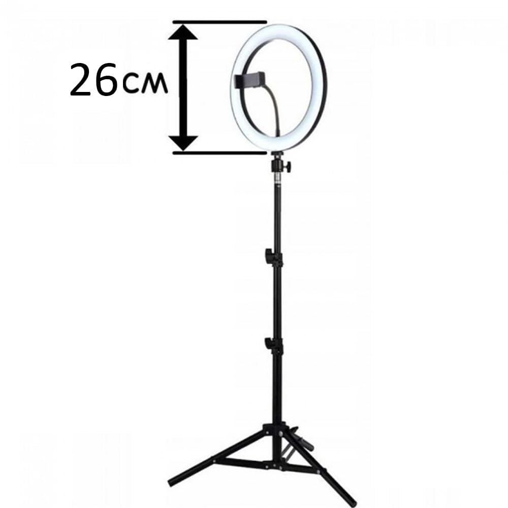 ADZOY Combo of 210 CM (6.9 Feet) Metal Tripod With10 inch LED Ring Light and Metal Collar Lapel Microphone 3.5mm for Cell Phone, Baking, Craft, Calligraphy, Drawing, Online Lesson, Video Recording