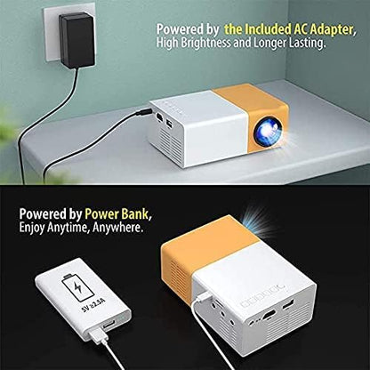 ADZOY Mini Projector, Portable Projector for Cartoon, Outdoor Video Projector, LED Pico Movie Projector for Home Theater, Kids Gift, Video Can Directly Mirror to The Projector Through a Data Cable