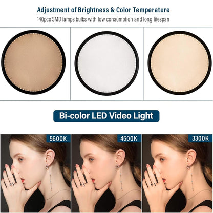 ADZOY [Pack of 2] NEEPHO PL-26CM Led Round Panel Light Video Light with NP-9988 7 FEET Tripod Stand and Phone Holder 3500K-6000K Dimmable Selfie Ringlight for YouTube Video Live Streaming Led