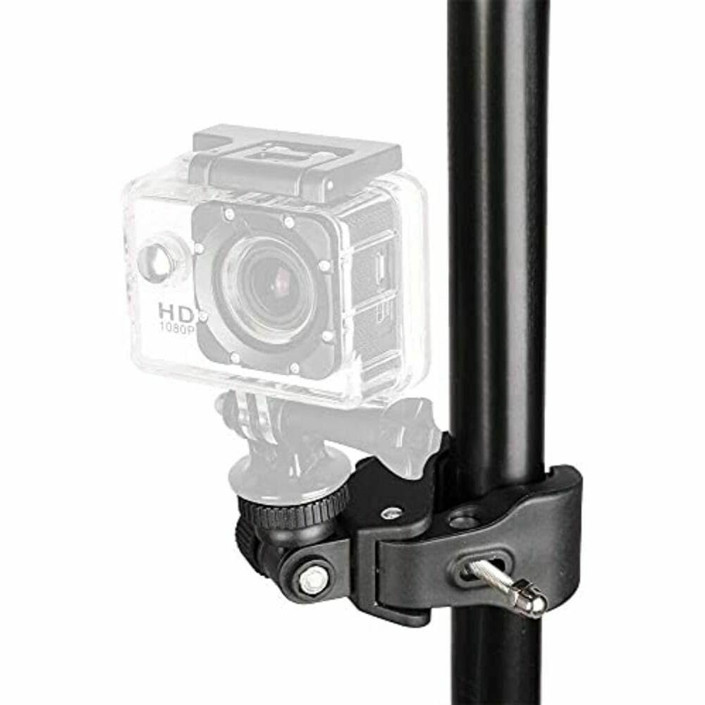 ADZOY Action Camera and Mobile Universal Aluminium Alloy Mount with Two 360° rotational Angle and with Super Clamp with 1/4" and 3/8" Thread for DSLR Camera Rig, LCD Monitor, LED Flash Lights