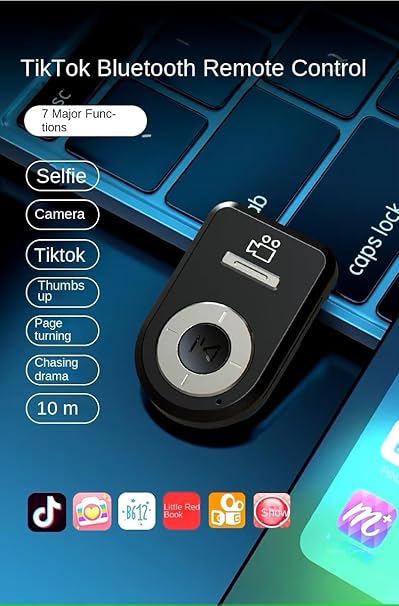 ADZOY Multifunction Page Turner, Portable Camera Shutter, BT4.0 Remote Control, Comfort Grip, Long Range Photography, with Lithium Battery Included, for TikTok and Other Apps