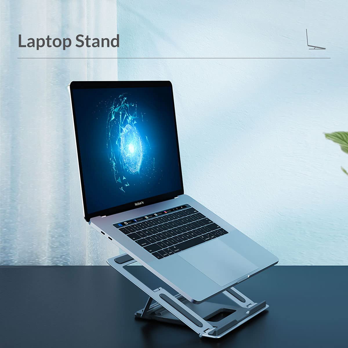 ADZOY Premium ADL8 Super Strong and Slim Aluminum-Silicon Made Anti Slip 4 Level of Height Adjustment can Hold Upto 10 KG of Weight Laptop/Notebook/Tablet Stand Holder for Work & Play