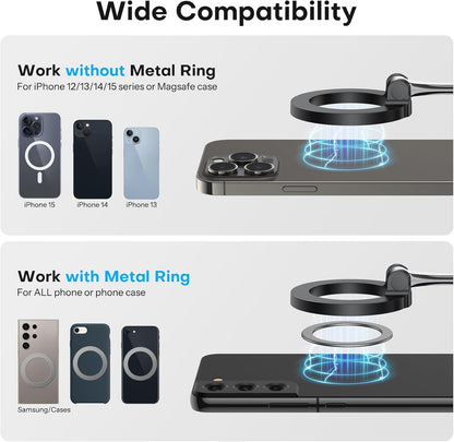 ADZOY Magnetic Airplane Phone Holder, 360°Rotating Foldable Phone Mount, Plane Travel Essential Accessories, Adjustable Universal Handsfree Plane Phone Stand for iPhone 16-12 Pro Max/Magsafe Case (2PC)