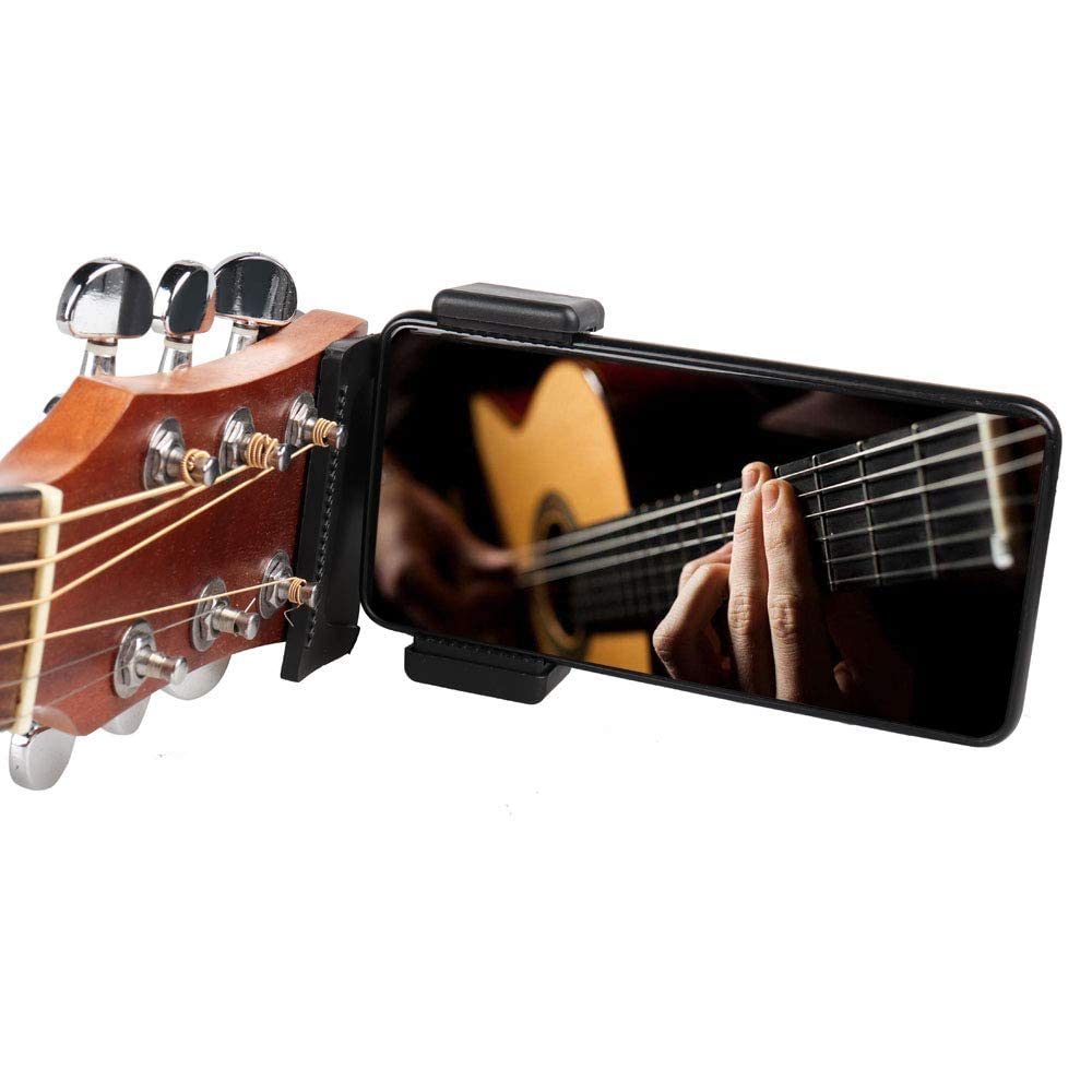 ADZOY Guitar Bass Head Phone Holder Live Broadcast Bracket Clip For Iphone Samsung Smart Phones (Guitar Head Phone Holder)Black