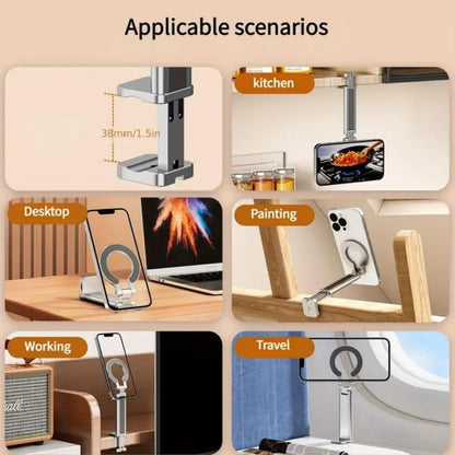 ADZOY Magnetic Hands-Free Airplane Phone Mount Airplane Phone Holder Travel Essentials Foldable Cellphone Mount for iPhone 16 15 14 13 12