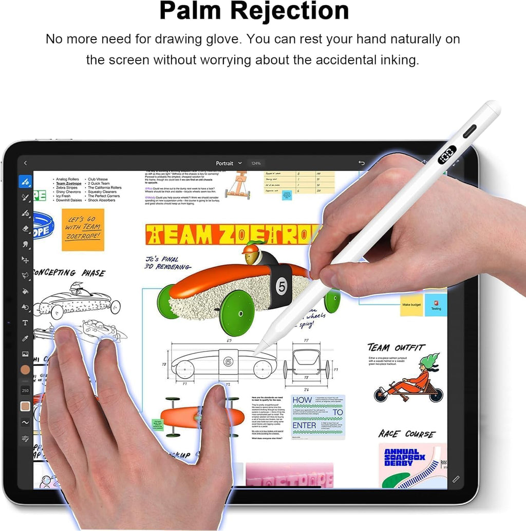 ADZOY P2 Display iPad Pencil, Stylus Pen with Real-Time Led Power, Pencil for iPad 6/7/8/9/10gen, Air 3/4/5/6(M2), Pro 11"/12.9"(M4), Mini 5/6/7, Stylus for 2018 & Later