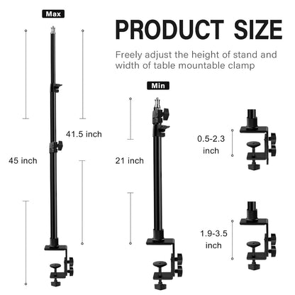 ADZOY Rechargeble 9inch LED Video Light Panel 2700K-6500K Photo Studio Lamp and C Desk Mount Stand, Phone Cross Arm (Rechargebe Panel Lamp+C Desk Mount Stand+Cross Arm)