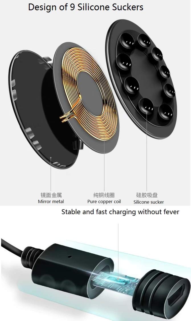 ADZOY Sucker with Gamers Mobile Phone 10W Qi Wireless Charger for Huawei iPhone Samsung Car Styling