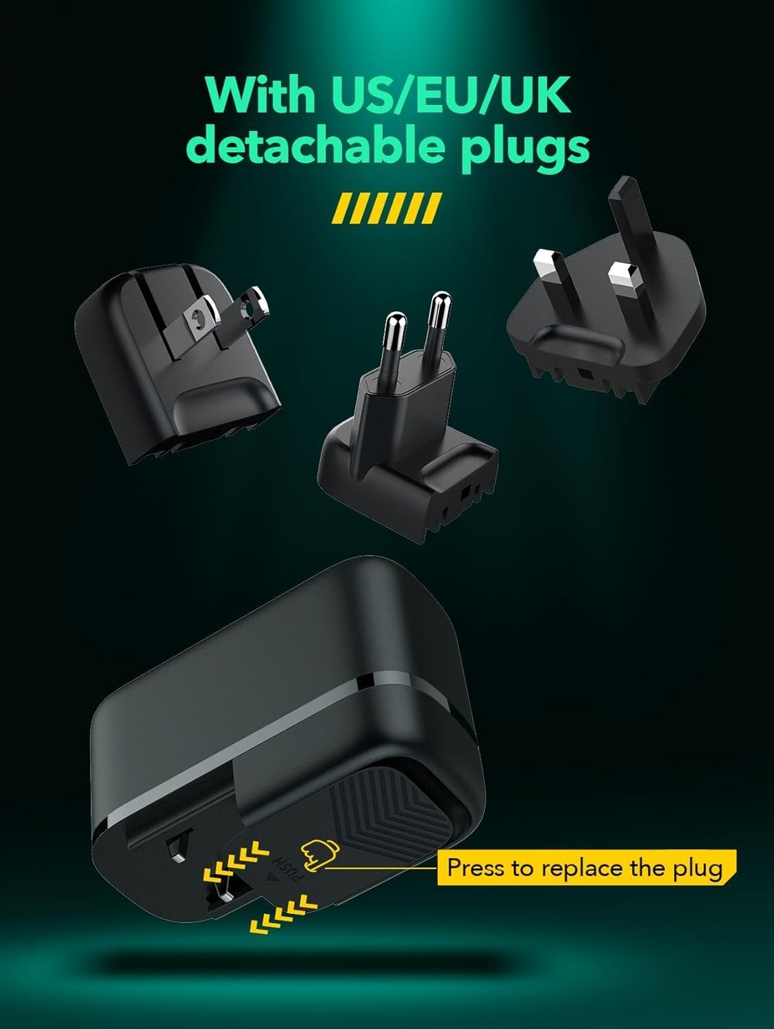 ADZOY LDNIO Q366 GaN 65W PD QC4.0+ Triple Port Fast Charger - USB-C Power Delivery Travel Adapter for iPhone & Android MacBook iPad Pro Air M1 M2, iPhone 13 14 15 16 Pro Max,Galaxy S25