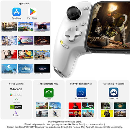 ADZOY Phone Controller for iPhone 15/16 Series & Android (USB-C), Mobile Gaming Controller with Hall Effect Joysticks/Hall Trigger/2 Mappable Buttons/3.5mm Audio Jack, Play COD, Cloud Game & More