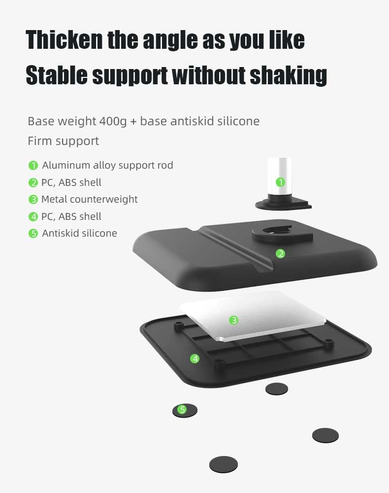 ADZOY Universal Mobile Stand for Table with Adjustable Height, 360 Degree Rotation Mobile Holder for Table & Bed Compatible with All Smartphones (4 in 1 Mobile Stand)