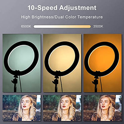 ADZOY Premium Combo of 6.9 Feet (210cm) Strong Metal Tripod/Camera Stand with 10 Inch Ring Light - 3 Mode Light and 10 Level Brightness for Your Selfie/Video Recording