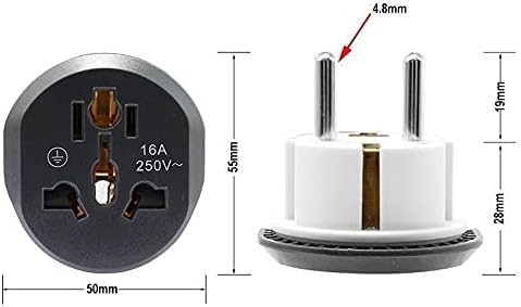 ADZOY Travel Adapter EU Adapter Universal EU Converter 2 Round Pin Socket AU US UK CN to EU Wall Socket AC 16A 250V Travel Adapter Universal (3)