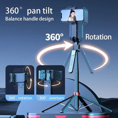 ADZOY Q185 Auto Face Tracking Tripod - 360° Rotating Smart Shooting Holder with Gesture Control | Detachable Stand for Vlogging, Streaming, Reels| Rechargeable (Q185 Face Tracking Camera Selfie Stick)