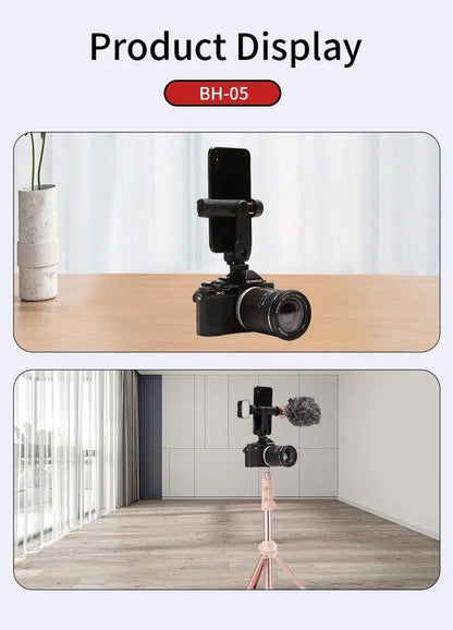 ADZOY BH-05 Mobile Phone Holder, Tripod, Smartphone Holder, Tripod Mount, iPhone Tripod,Camera Tripod, 360 Degree Rotation, Smartphone Stand, Cold Shoe Included, Smartphone Tripod Mount