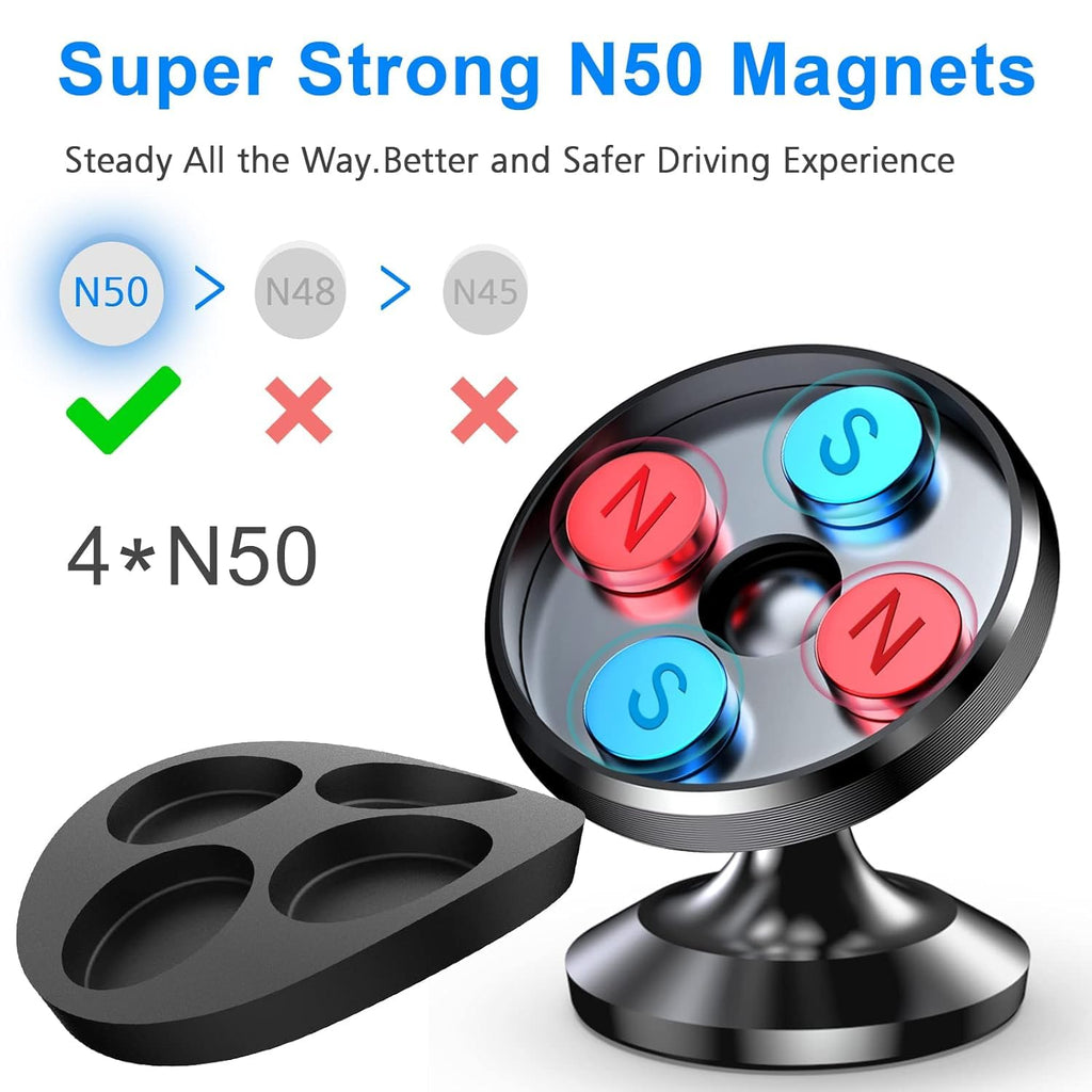 ADZOY Magnetic Phone Mount, [Super Strong Magnet] [with 3 Metal Plate] Car Magnetic Phone Holder, [360° Rotation] Universal Dashboard Car Mount Fits iPhone Samsung Etc Most Smartphones