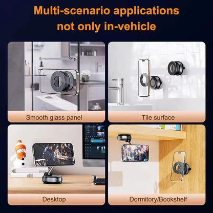 ADZOY Vacumm Suction Cup Extented Arm Phone Mount Magnetic Car Cell Phone Holder| 360 Rotation | Vacuum Lock Holder Multipurpose Use | Heavy Duty | Reusable Wall Holder for Kitchen, Bathroom, Desk